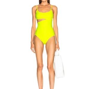 Neon Yellow Cutout One-Piece Swimsuit